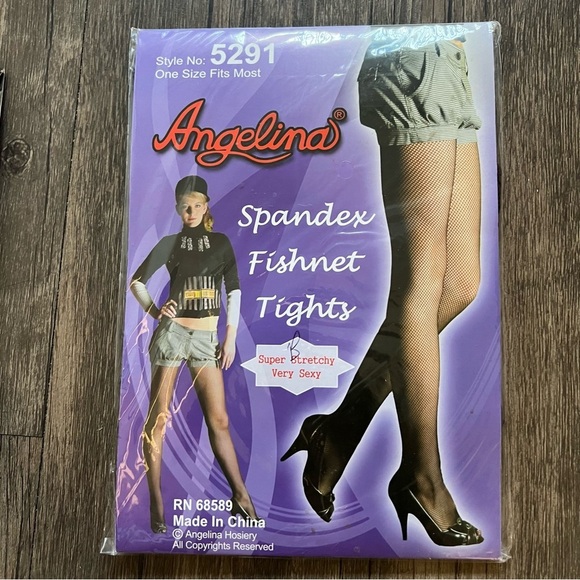 NWT Tights Nylon Legwear Black Set Fishnets Lace Pantyhose Stockings S/M - Picture 9 of 11